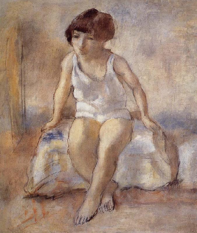 Jules Pascin The maiden wear the white underwear from French china oil painting image